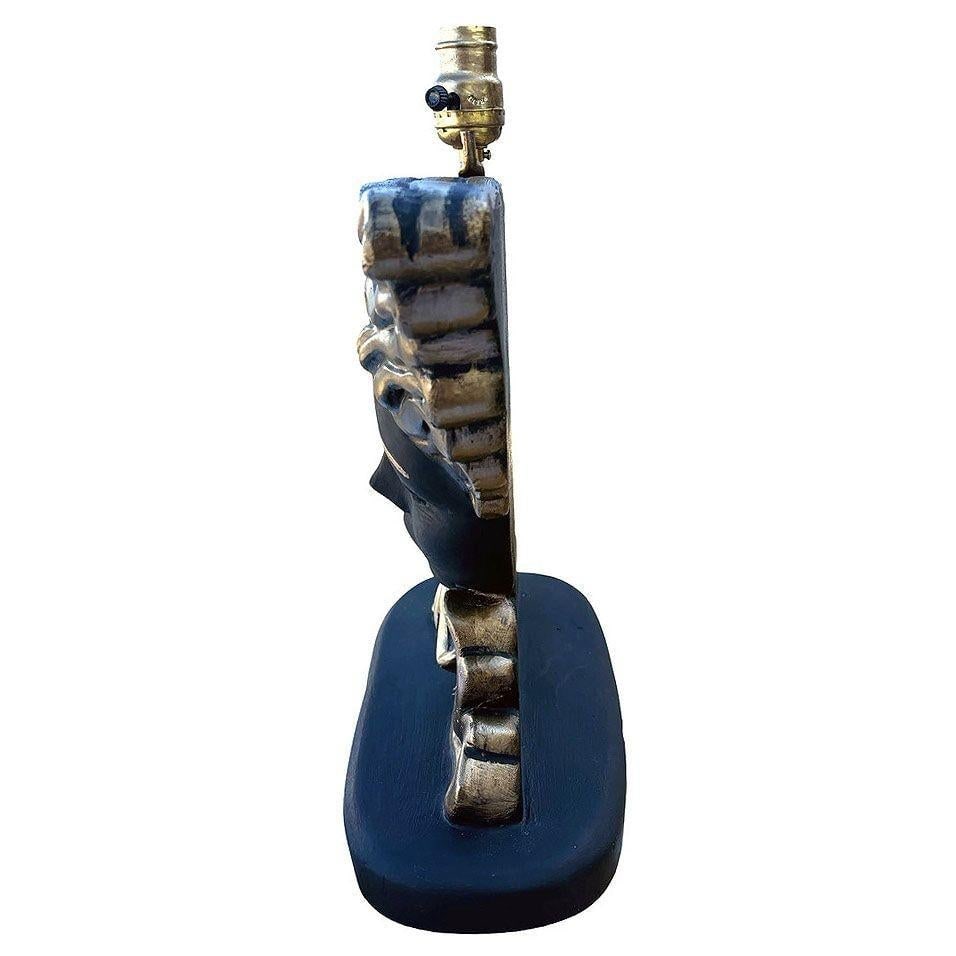 RARE Mid-Century Female Portrait Sculptural Chalkware Table Lamp - 9