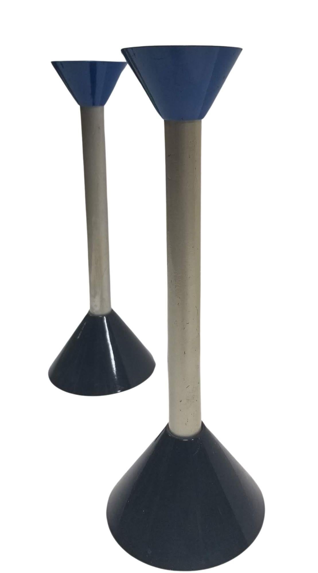 Pair of Vintage Mid Century Memphis Age Postmodern Candlestick Holder - 4