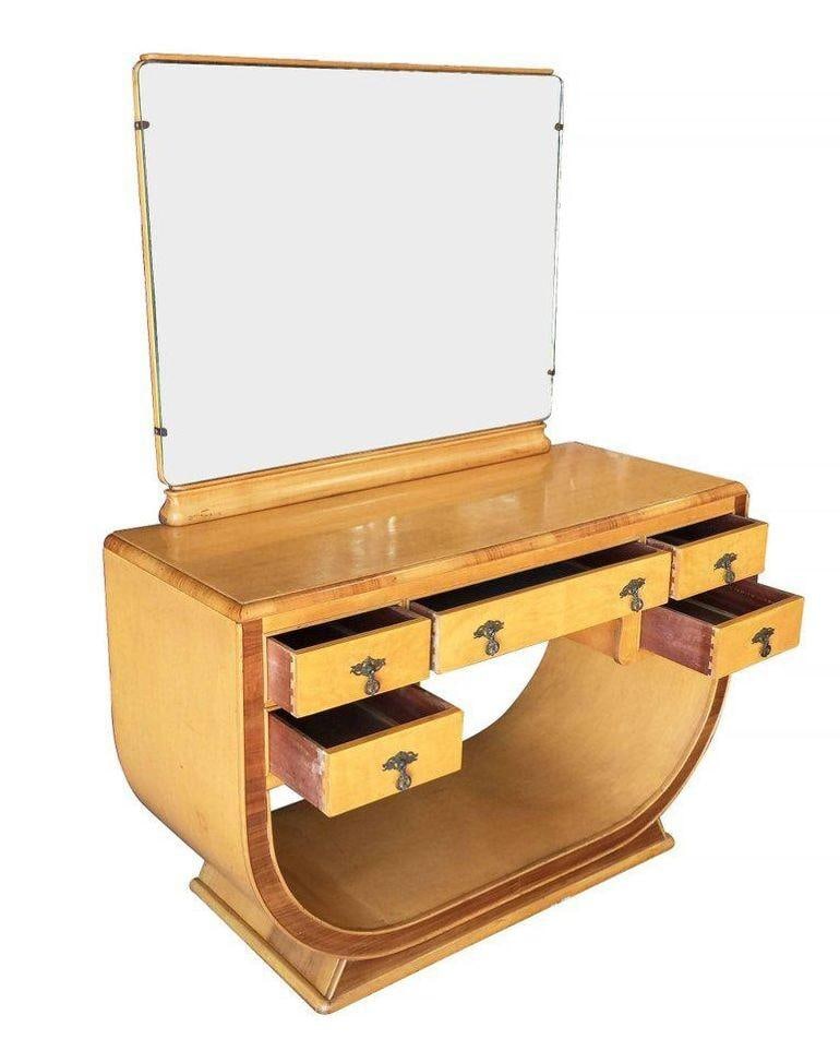 French Art Deco Birds Eye Maple Vanity - 11