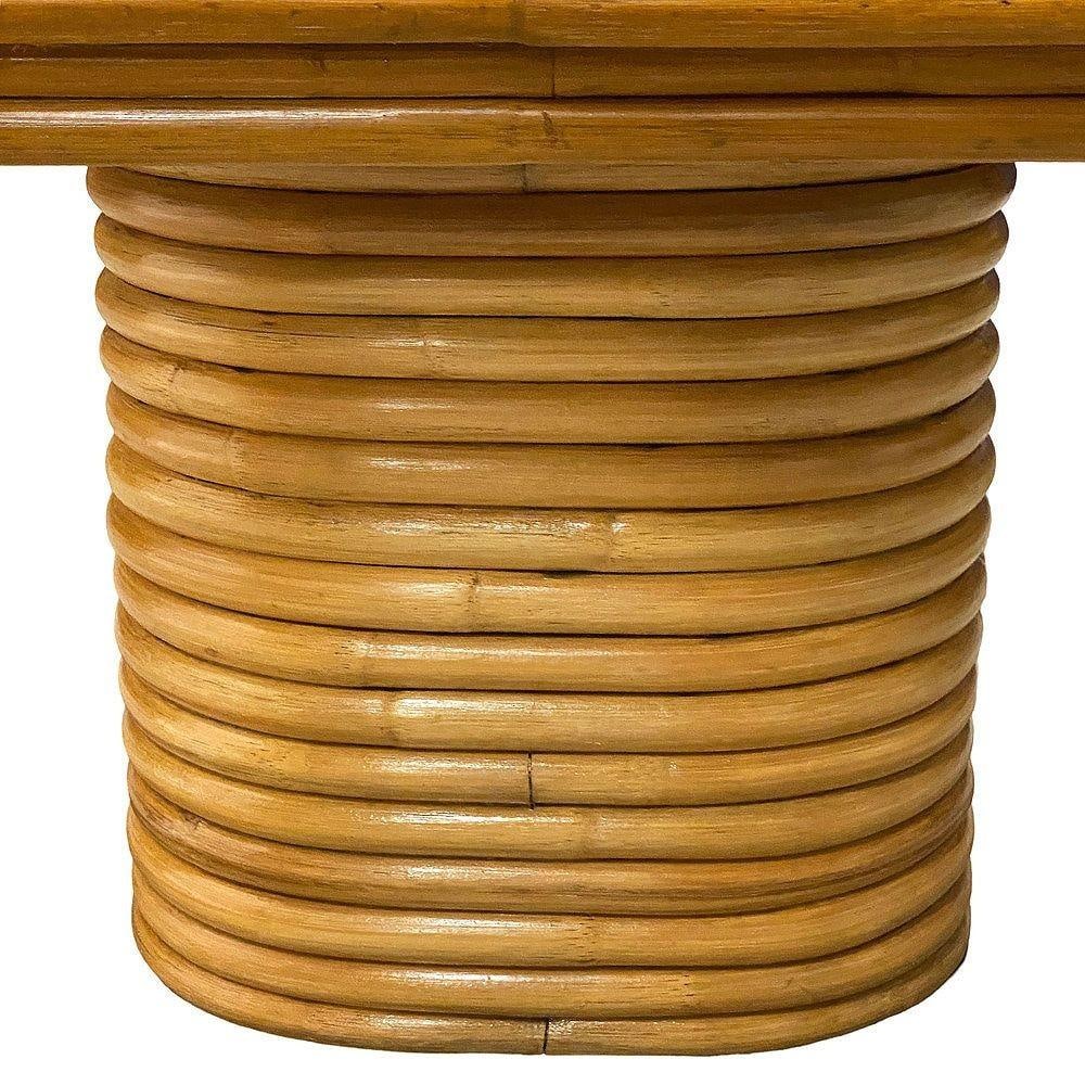 Restored Mid-century Stacked Rattan Coffee Table w/ Mahogany Top - 13