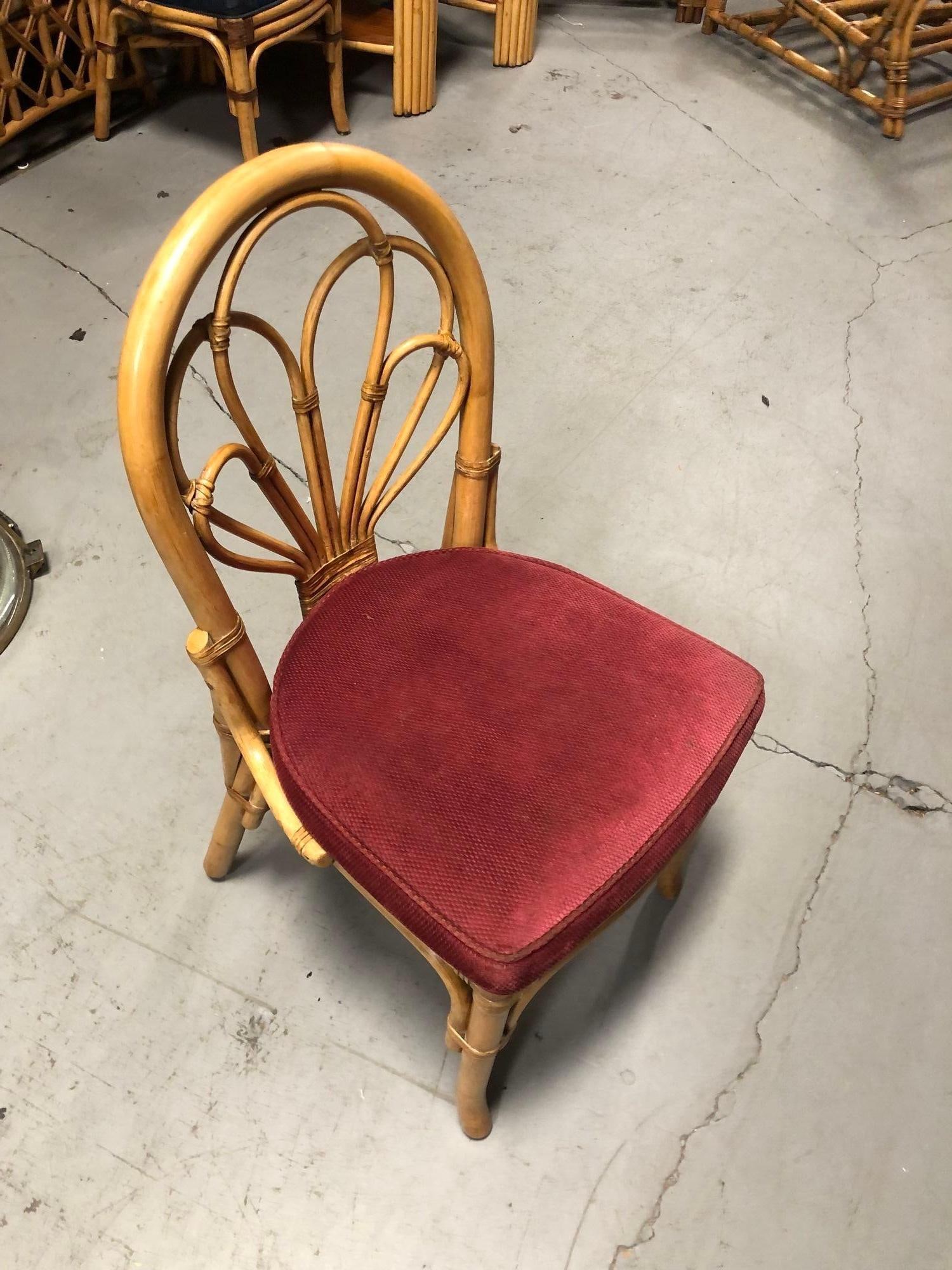 Restored Rattan Petal Fan Back Dining Chairs Set of 10 - 15