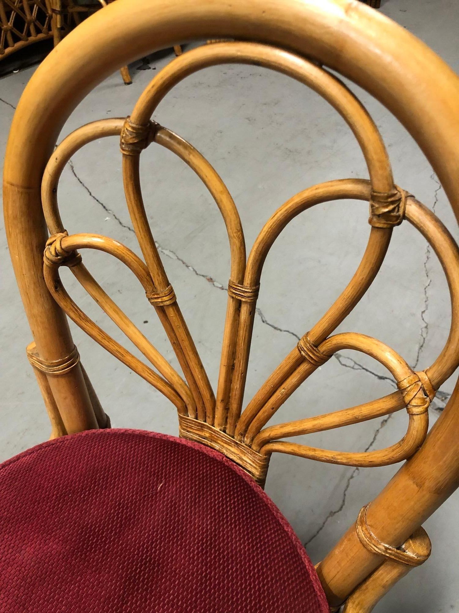 Restored Rattan Petal Fan Back Dining Chairs Set of 10 - 17