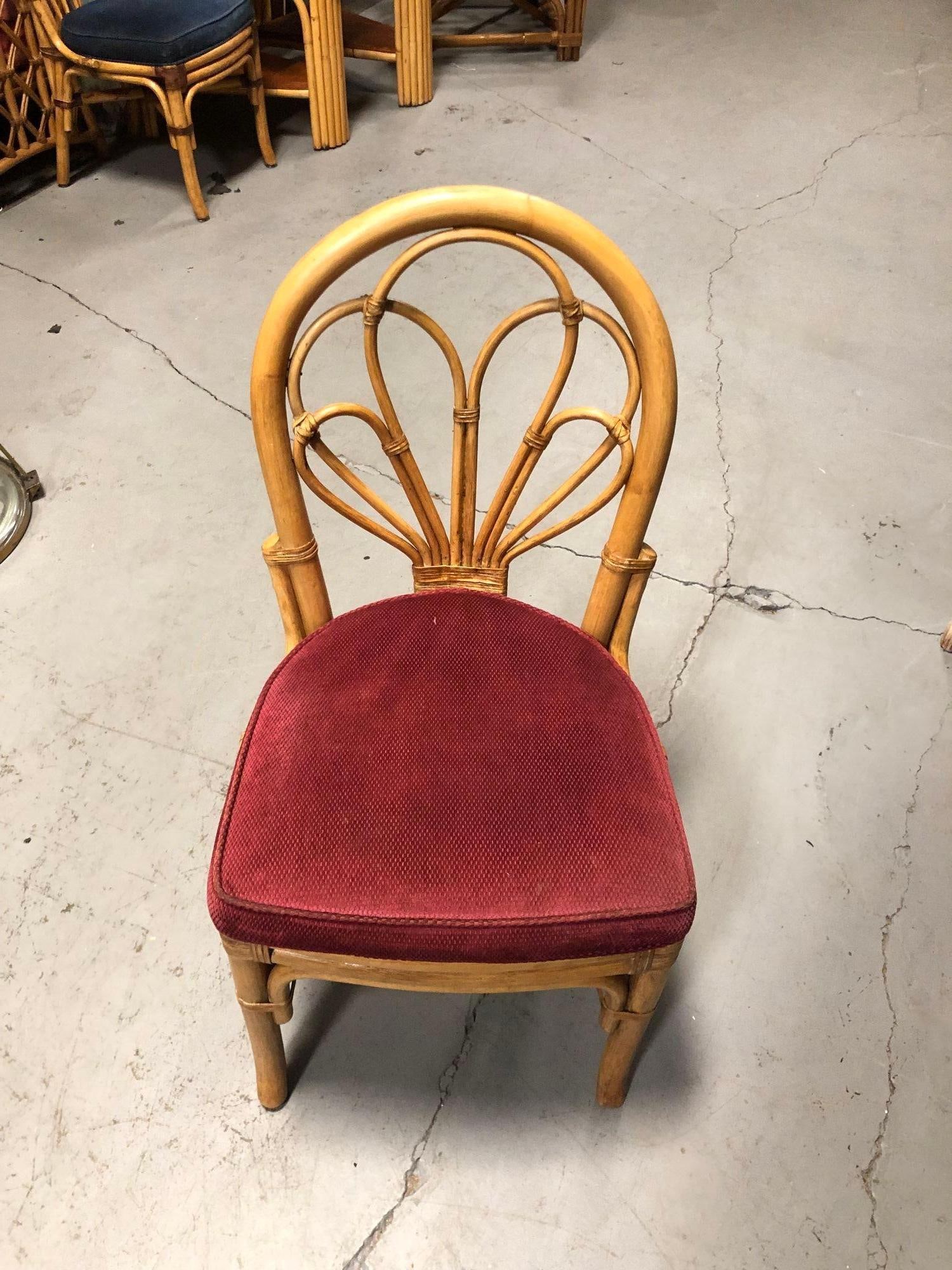 Restored Rattan Petal Fan Back Dining Chairs Set of 10 - 9