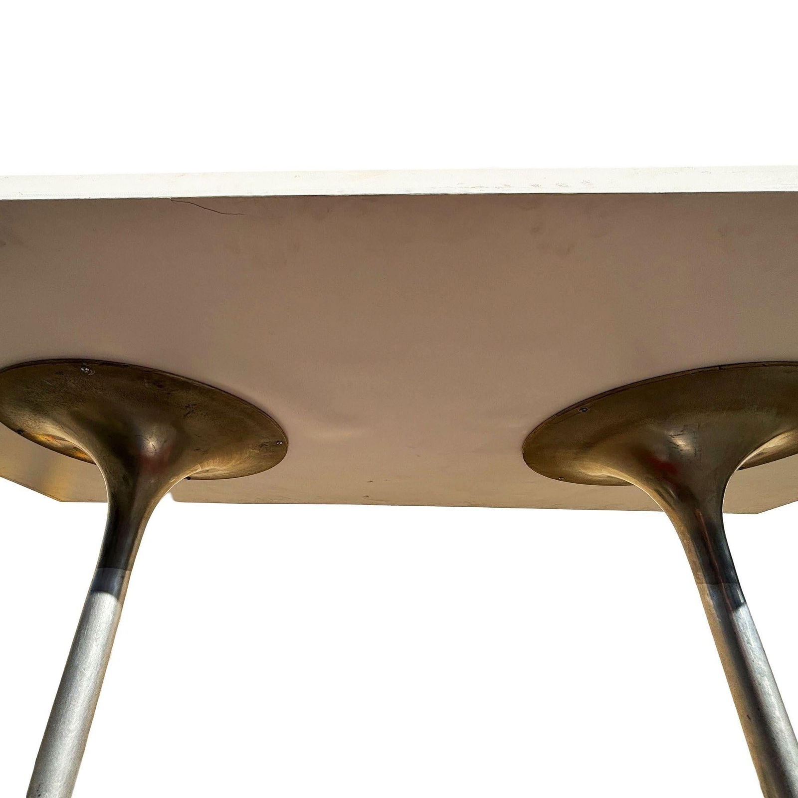 Eero Saarinen Style Double Tulip Base Dining Table W/ White Rectengular Top - 5