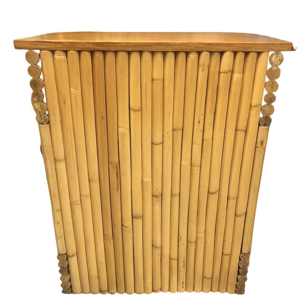 Restored Frankl Inspired Stacked Rattan Streamline Side Table w/ Floating Shelf - 20