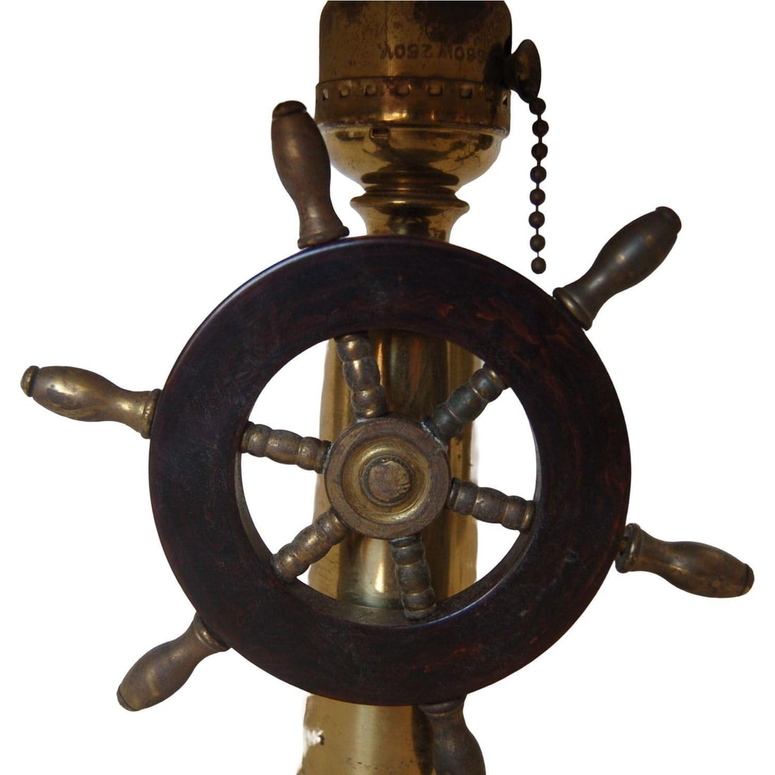 Nautical Brass and Bakelite Ships Wheel Helm Table Lamp - 5
