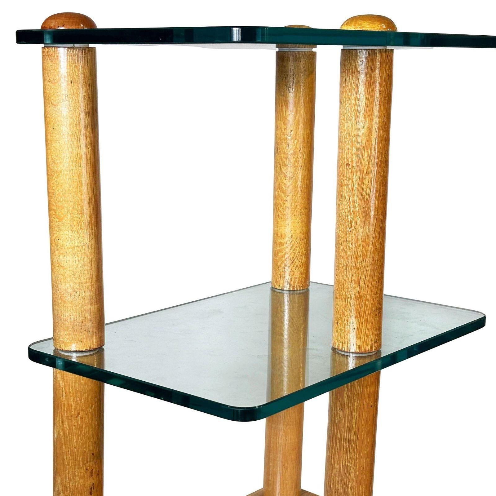 MCM Floating Glass & Walnut 28" Tall Side Table Attributed to Gilbert Rohde - 19
