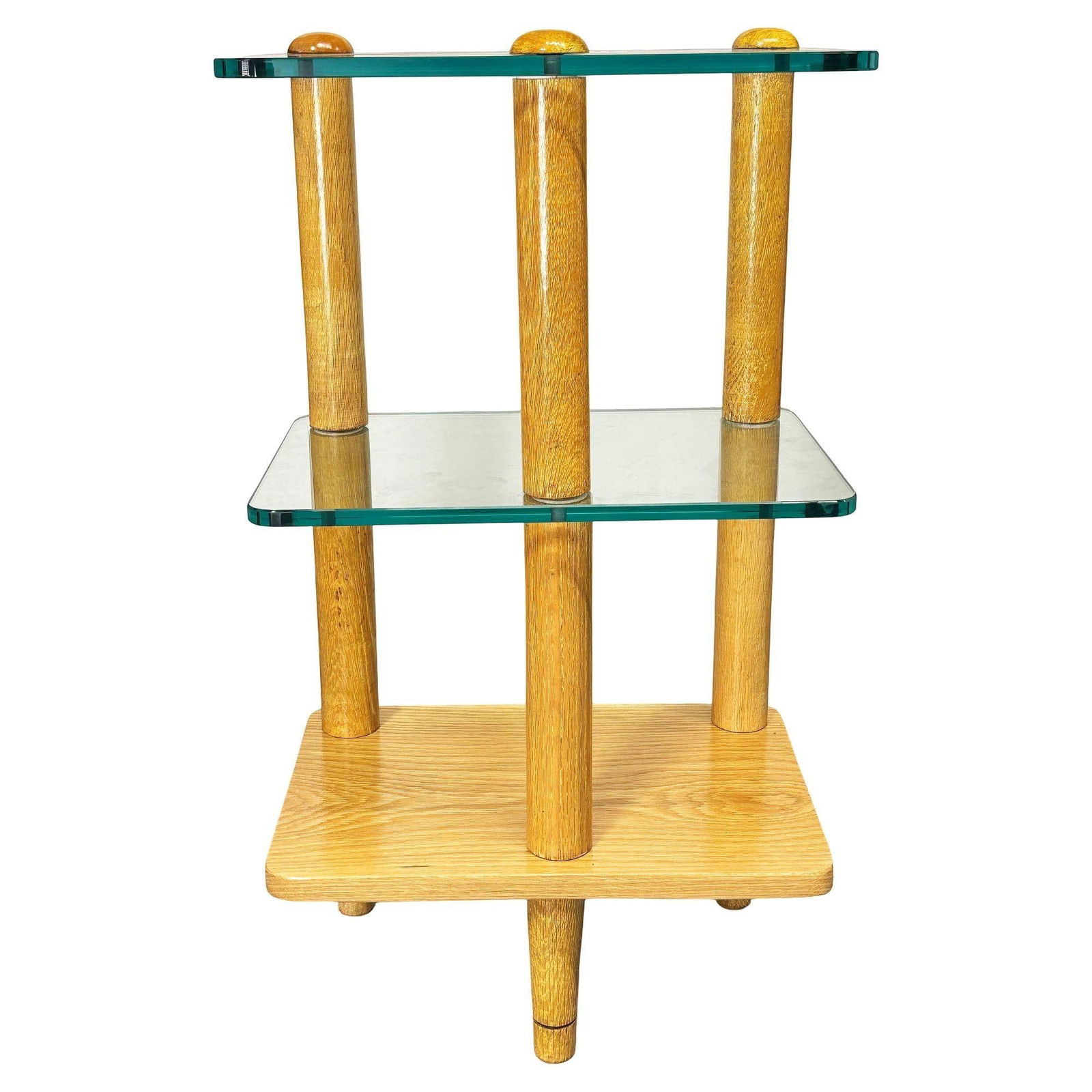 MCM Floating Glass & Walnut 28" Tall Side Table Attributed to Gilbert Rohde - 2