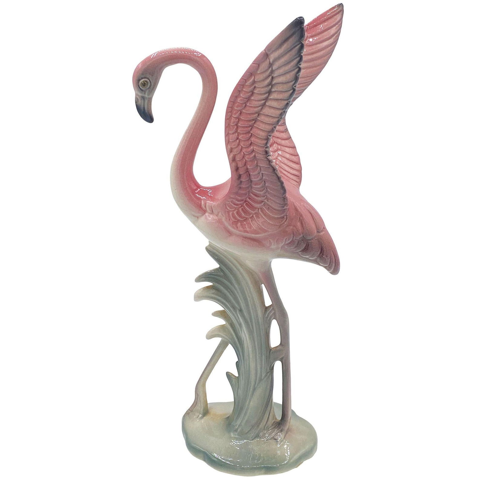 Mid-century Pink & Green Flamingo Ceramic Tabletop Sculpture Pair By Brad Keeler - 16