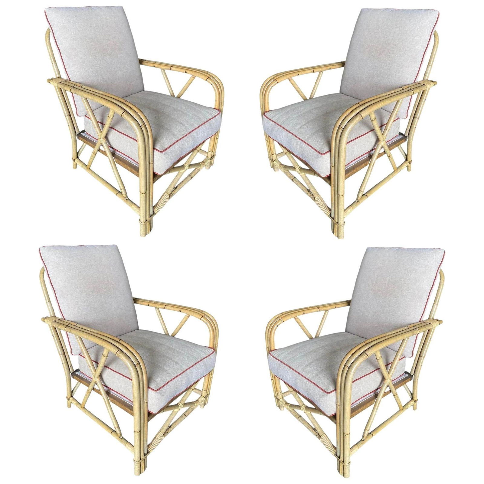 Rare Restored "1949er" Rattan Lounge Chair for Ficks & Reed Set - 8