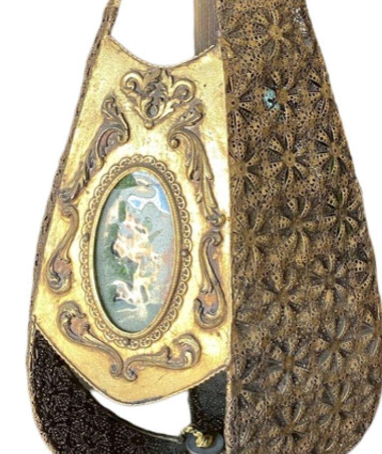 Hollywood Regency Jewel Prisms Filigree Pendant Light, Circa 1950 - 5