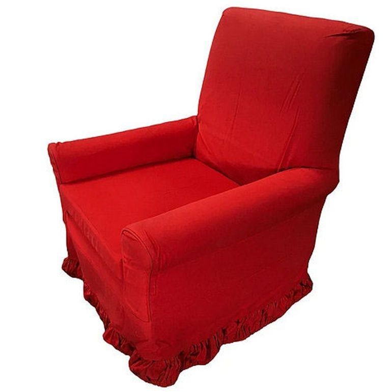White Muslim Cloth Club Chair W/ Red Cover from Red Corner Movie 1997 - 4