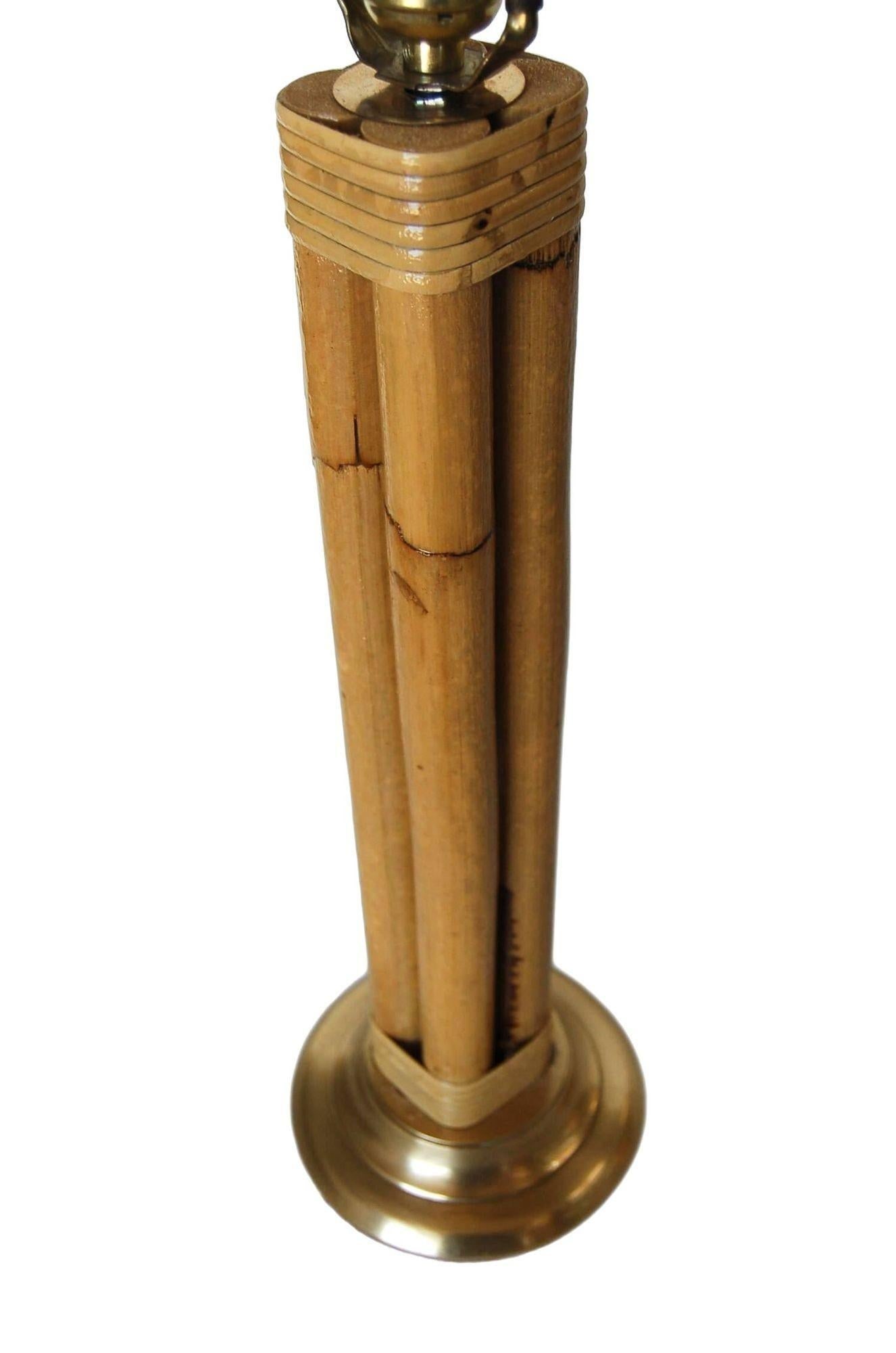 Restored Four Strand Rattan Table Lamp With Fancy Wrapping and Vintage Lampshade - 12