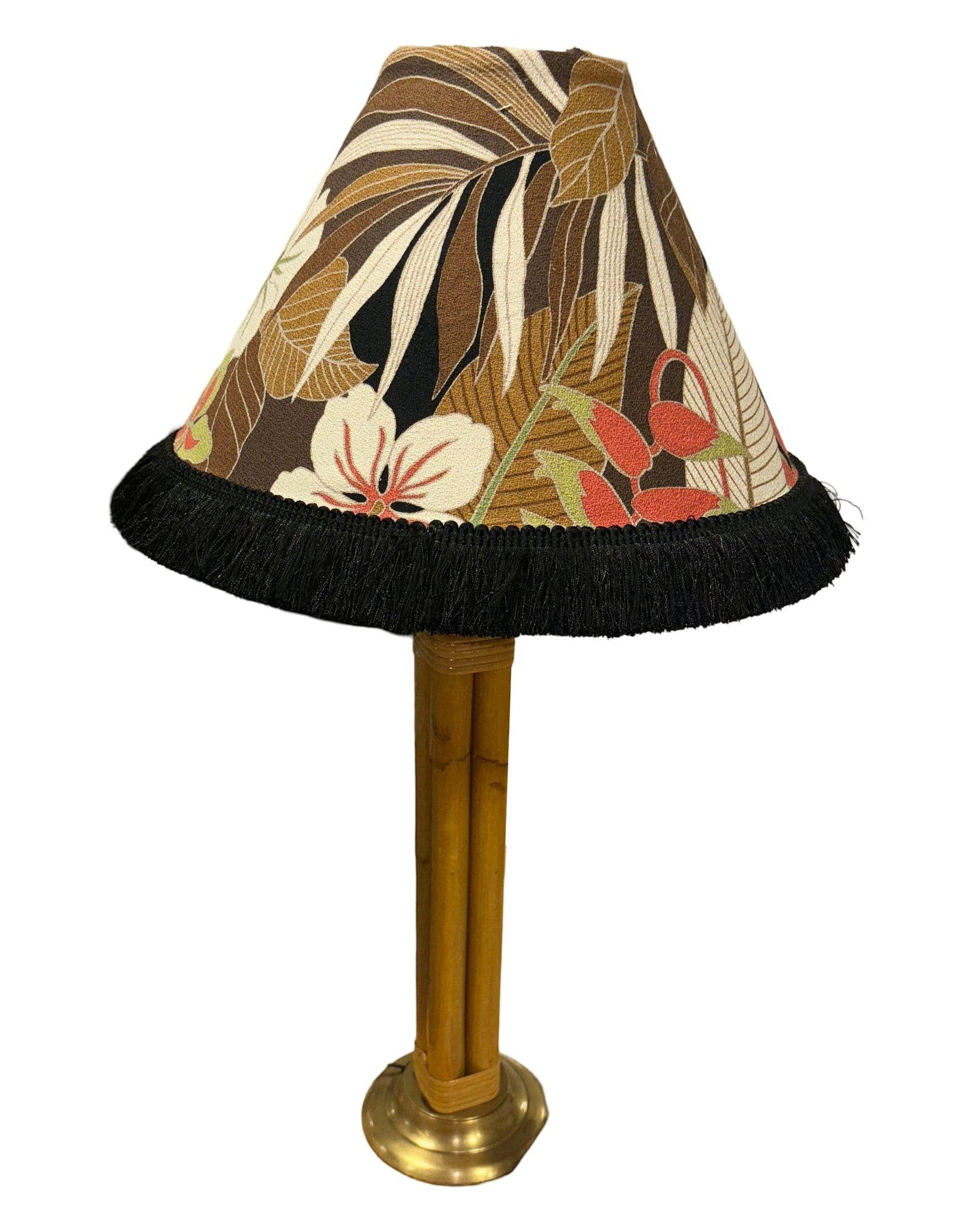 Restored Four Strand Rattan Table Lamp With Fancy Wrapping and Vintage Lampshade - 17