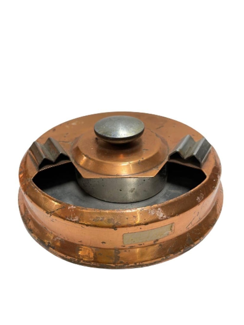 Machine Age Copper and Steel Smokeless Ashtray - 10