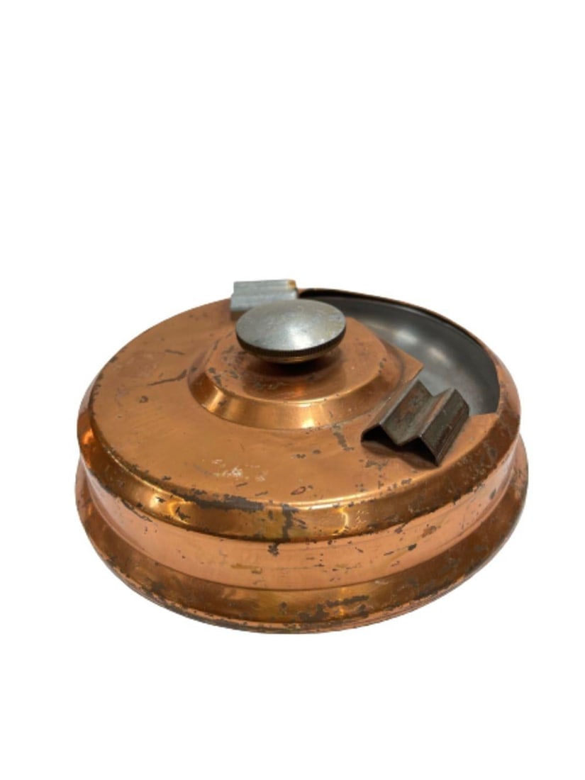 Machine Age Copper and Steel Smokeless Ashtray - 17