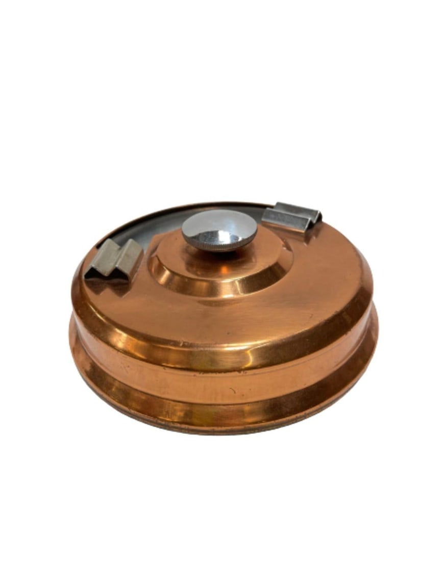 Machine Age Copper and Steel Smokeless Ashtray - 9