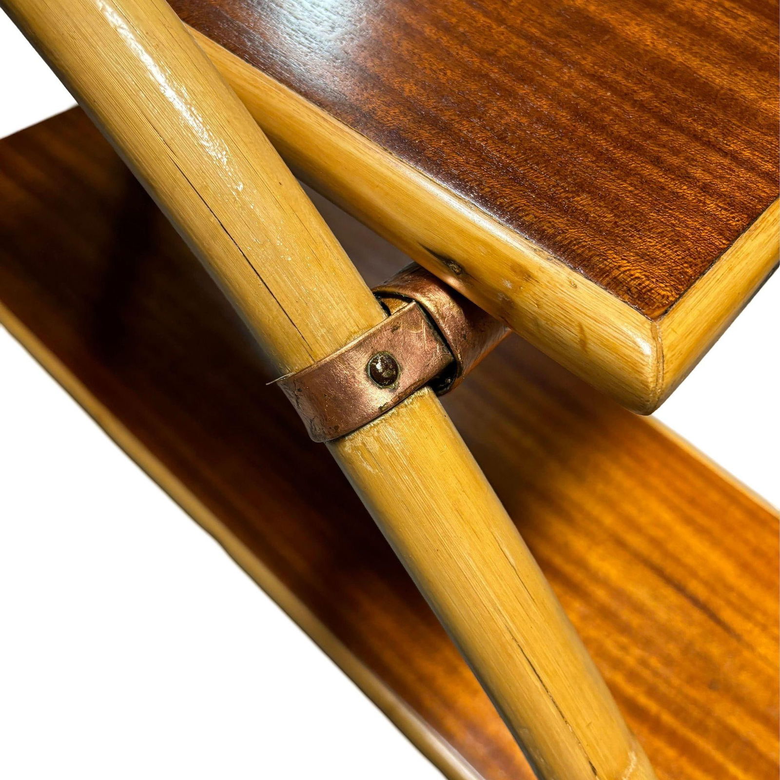 Rattan & Mahogany Double Arch "Tropitan" 2-Tier Side Table by Ritts - 16