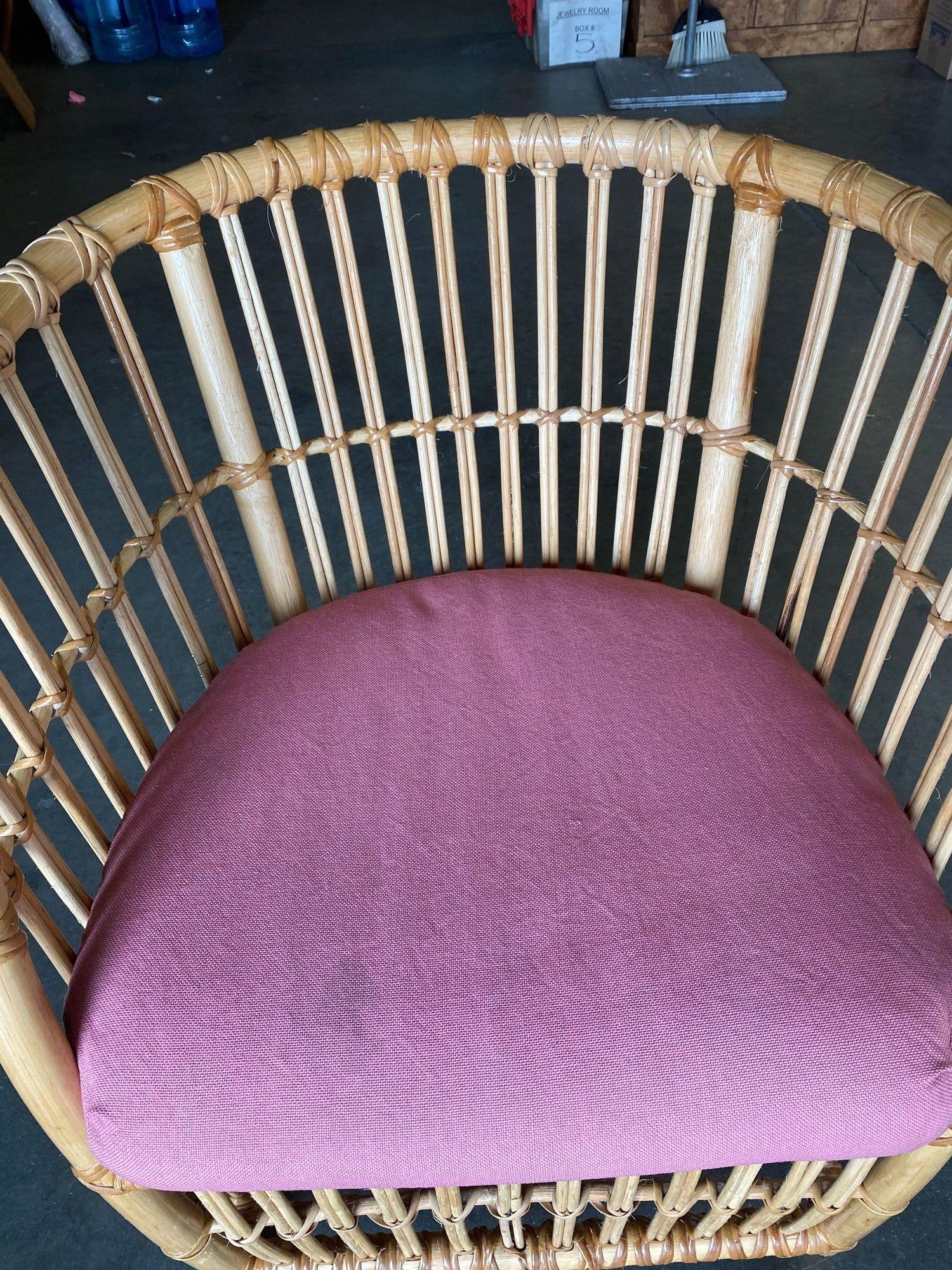 Restored 1970s Pencil Reed Rattan Armchair - 3