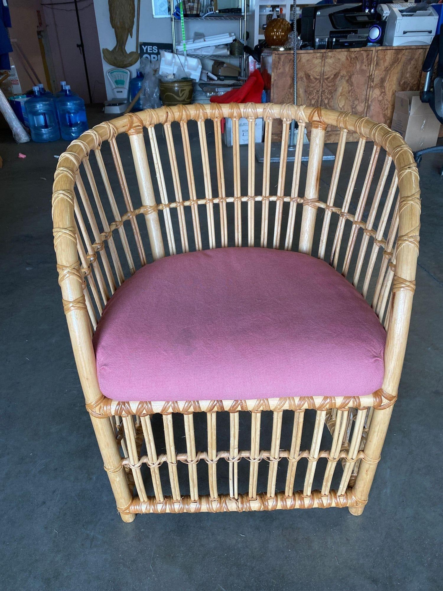 Restored 1970s Pencil Reed Rattan Armchair - 4