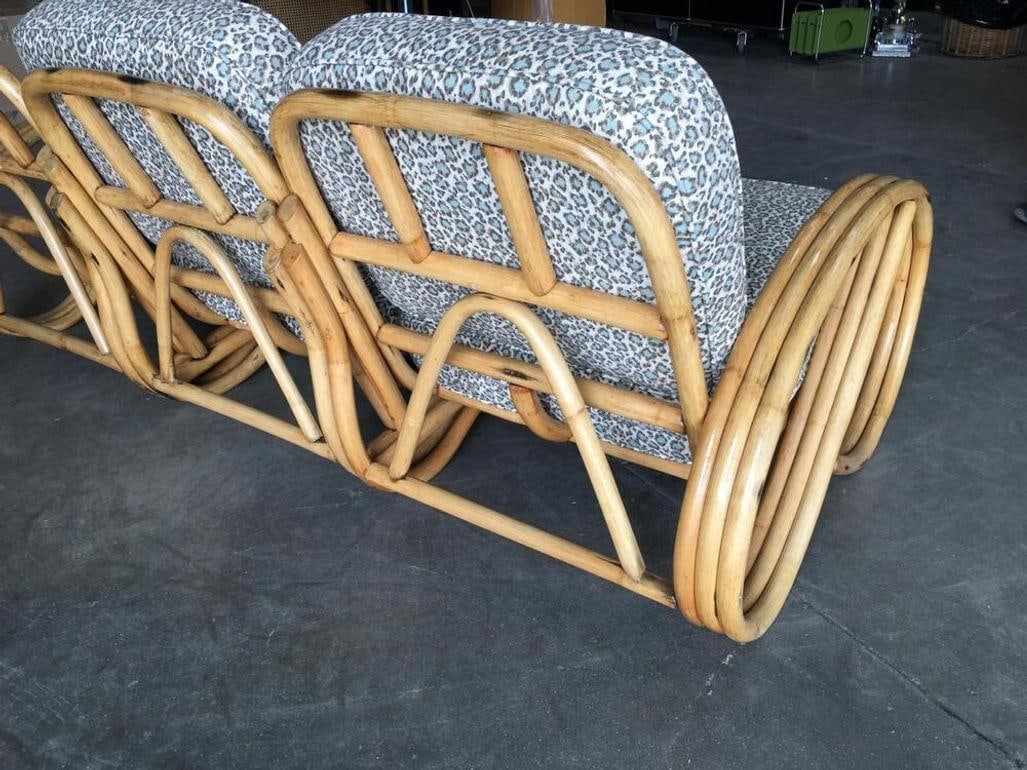 Restored 3/4 3 Strand Round Pretzel Rattan Sectional Sofa - 15