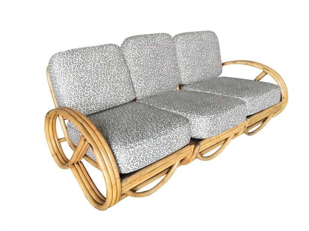 Restored 3/4 3 Strand Round Pretzel Rattan Sectional Sofa - 19