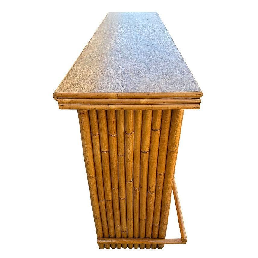 Restored Mid-century Rattan & Mahogany Bar w/ Foot Rest - 6