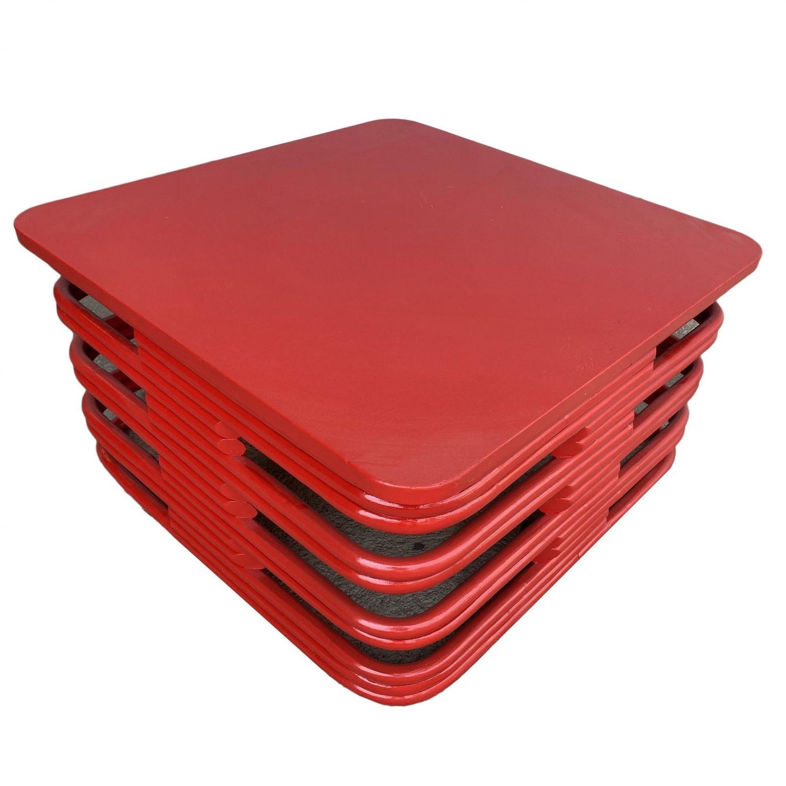 Restored Red Six-Strand Square Pretzel Loveseat Sofa & Table Livingroom Set - 9