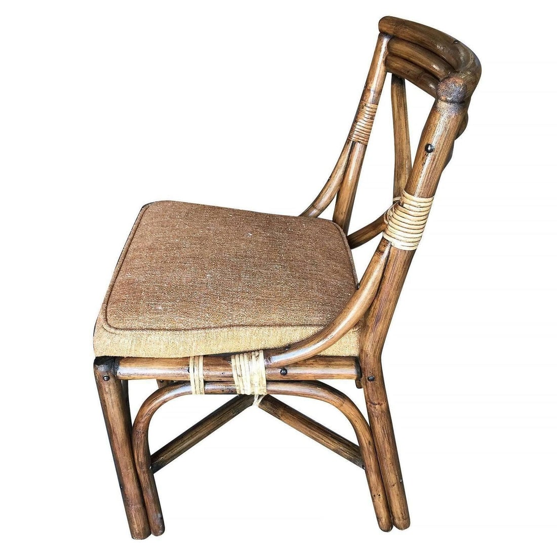 Restored Mid-Century Rattan Dining Side Chairs W/ "X" Back, Set of 4 - 3