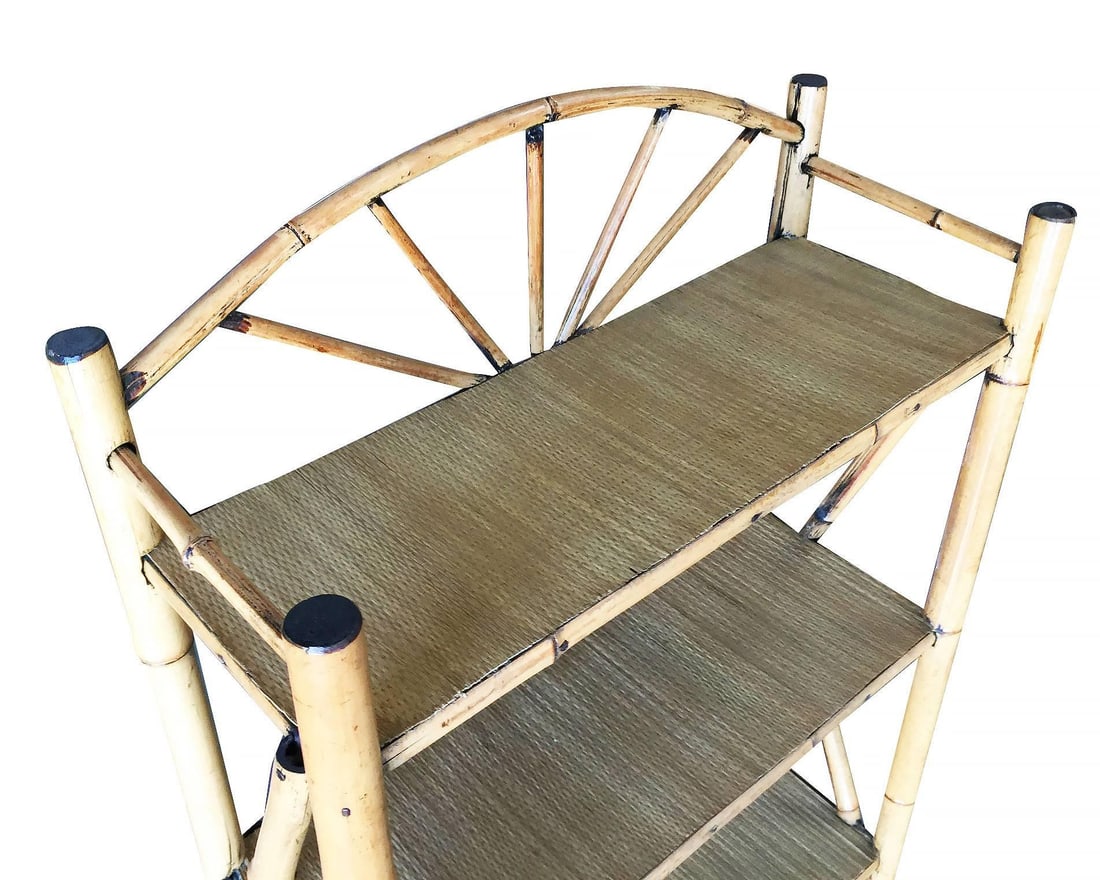 Restored Aesthetic Movement Tiger Tortoise Bamboo 4-Tier Corner Shelf w/ Crown - 11