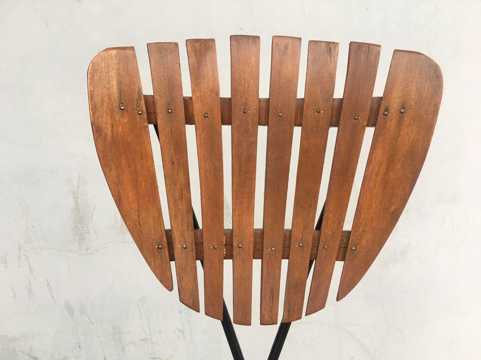 Arthur Umanoff Style Slate Bar Stool with Black Wrought Iron Base - 6