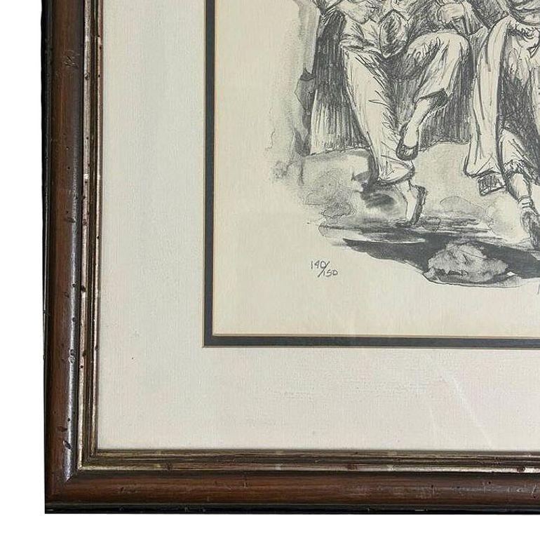 Drawing Hasidic Dancers Judaica Portrait Lithograph by Melchi Hundler 140/150 - 5
