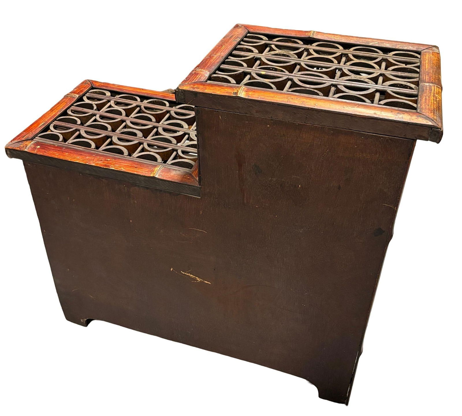 Late Qing Dynasty Split Bamboo & Lattice Top Chippendale Cabinet w/ 3 Drawers - 11