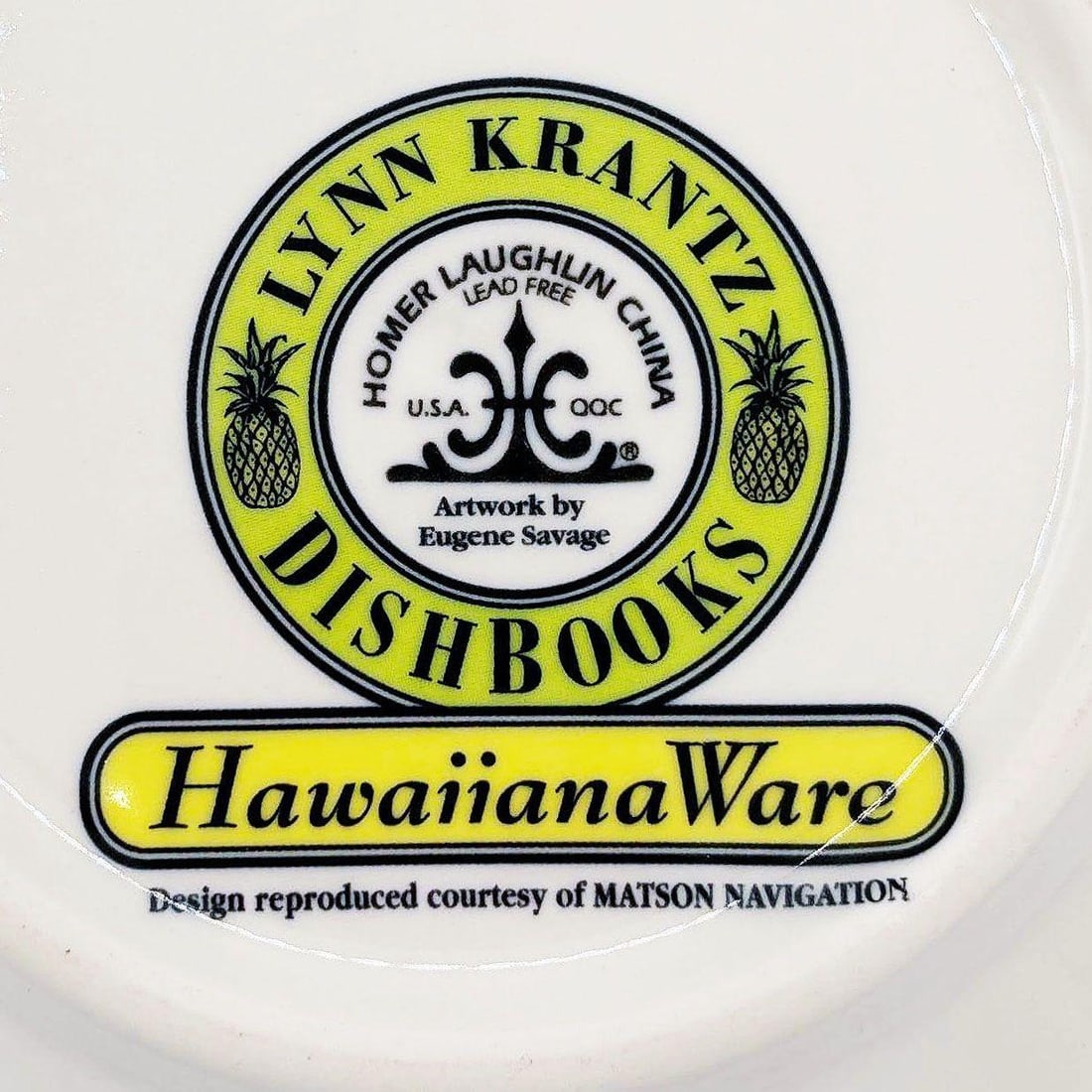 7.25" Eugene Savage "Island Feast" Blue Salad Plate By Lynn Krantz Dish Books - 5