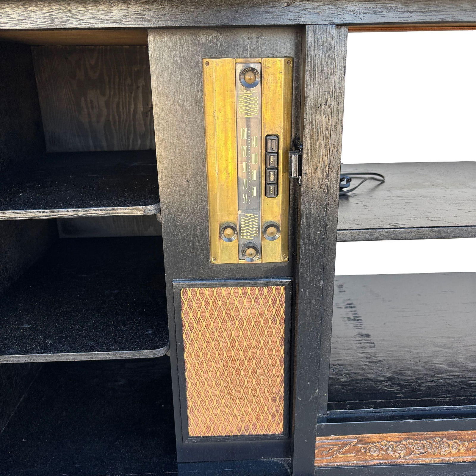 Mid-century James Mont Style Carved Media Credenza Stereo Cabinet - 11