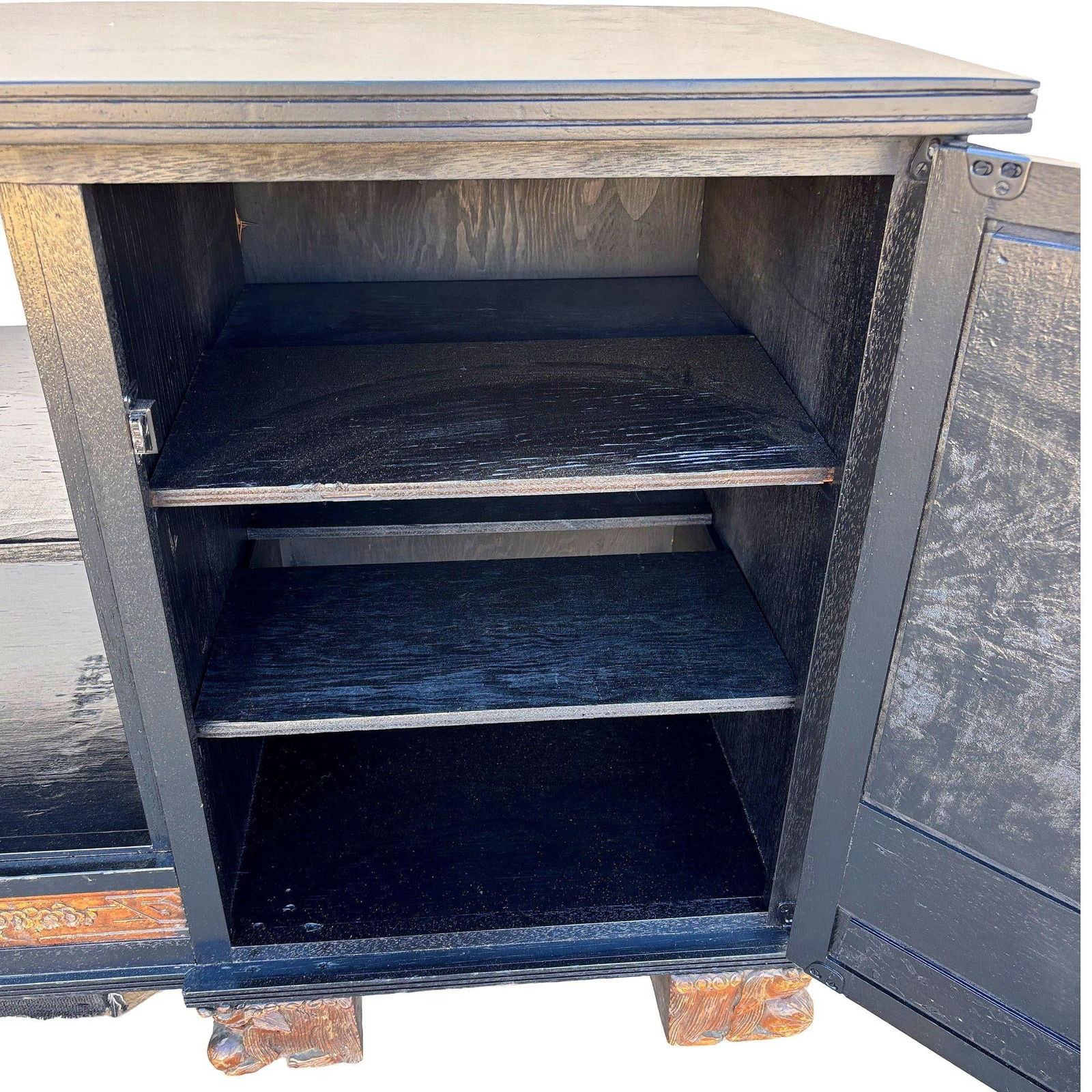 Mid-century James Mont Style Carved Media Credenza Stereo Cabinet - 13