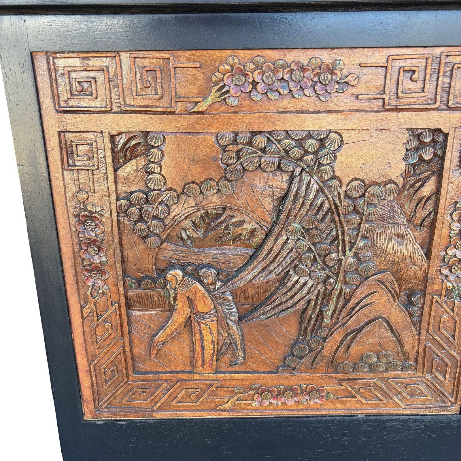 Mid-century James Mont Style Carved Media Credenza Stereo Cabinet - 3