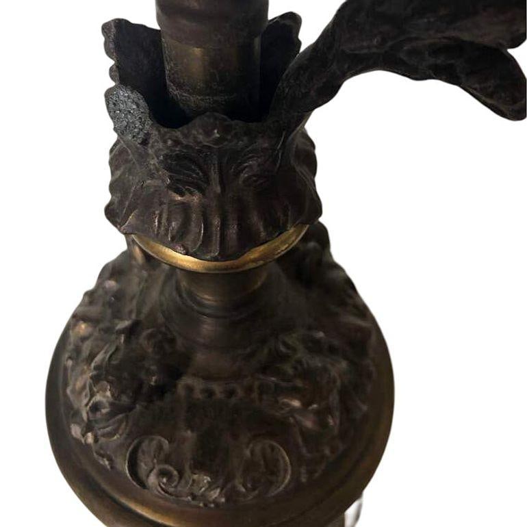 Neo-Classic Bronze Patina Cherub Candelabra Table Lamp - 20