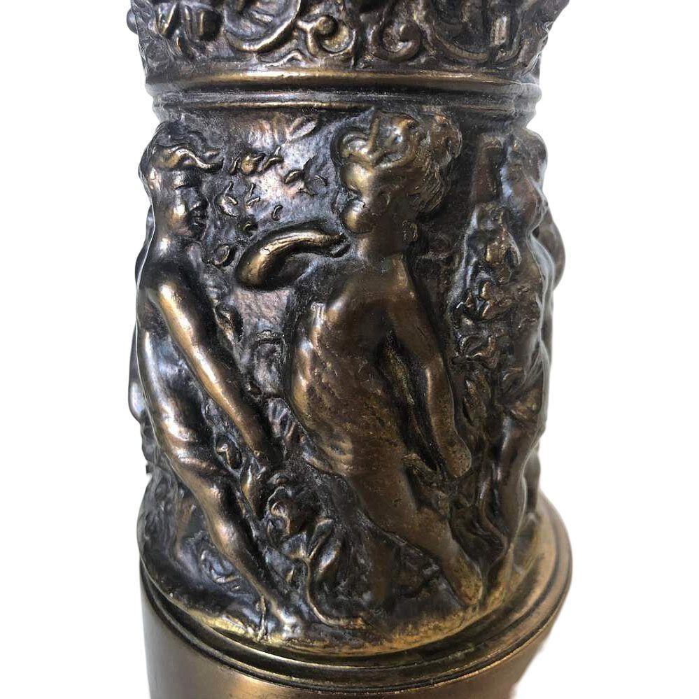 Neo-Classic Bronze Patina Cherub Candelabra Table Lamp - 5