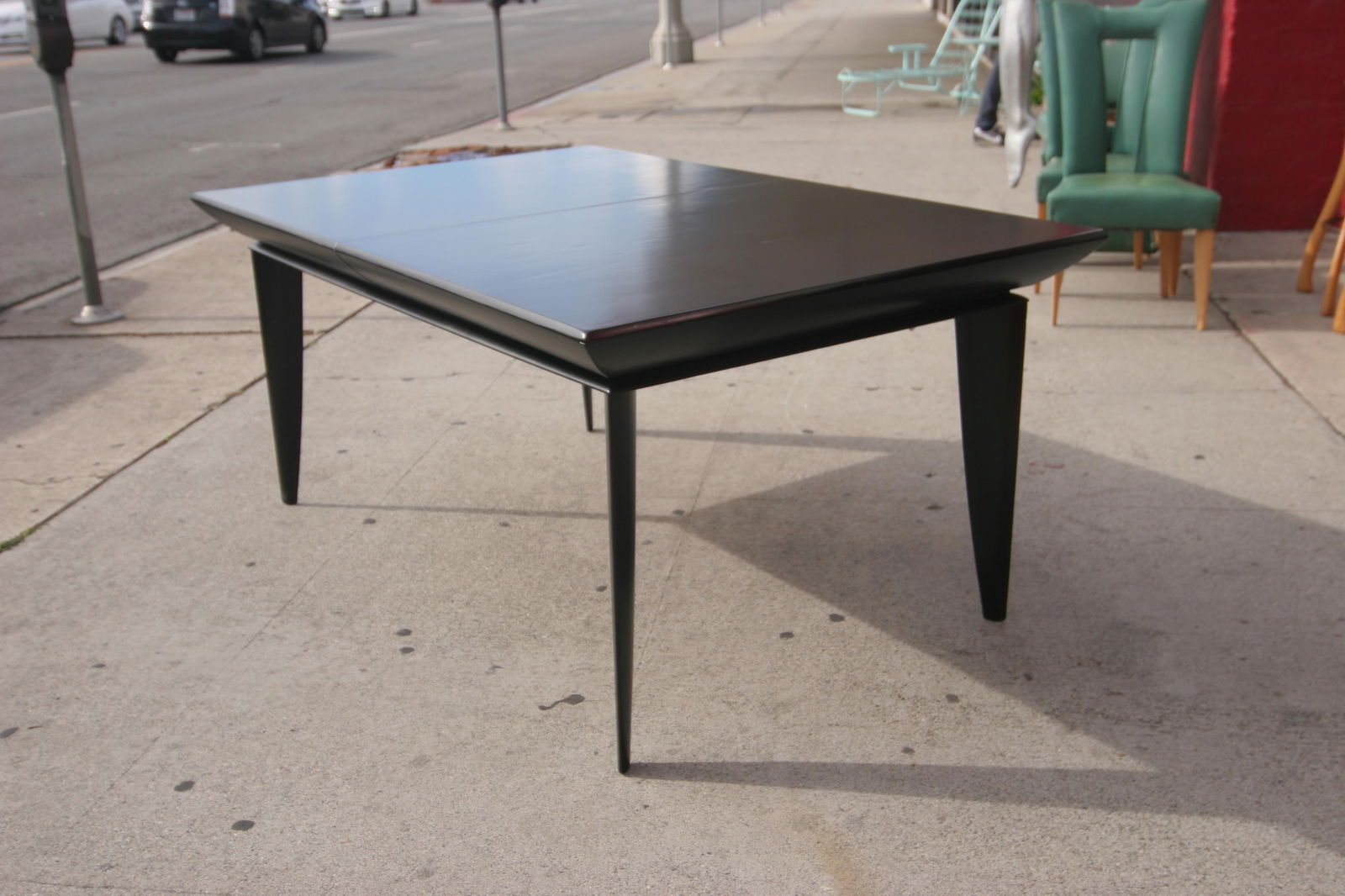 Paul Laszlo Black Lacquer Knife-Leg Dining Set for Brown Saltman - 12