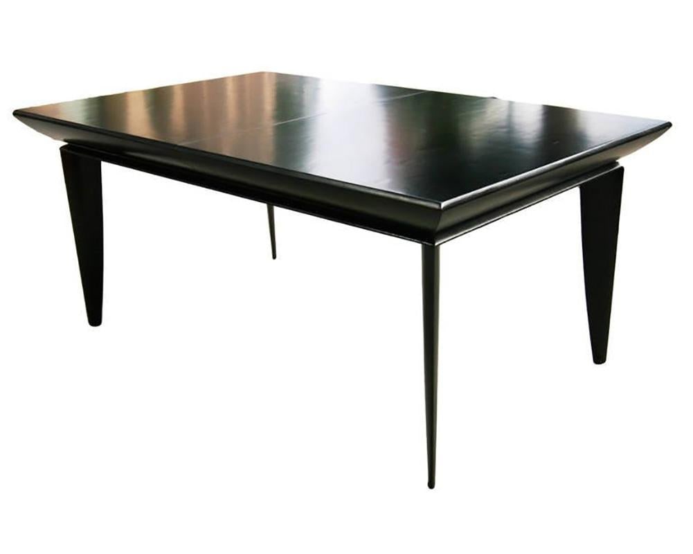 Paul Laszlo Black Lacquer Knife-Leg Dining Set for Brown Saltman - 19