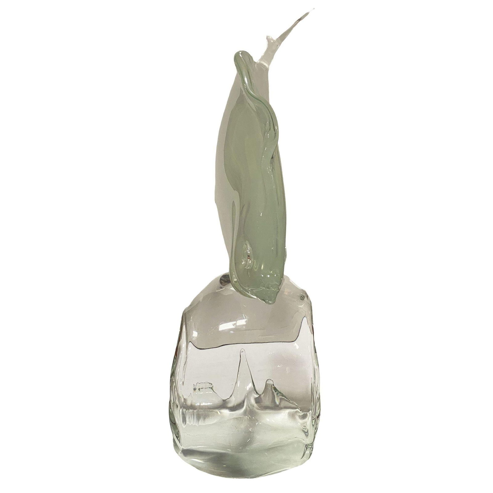 Murano Crystal Glass Angel Fish Sculture On Wave by Licio Zanetti - 8