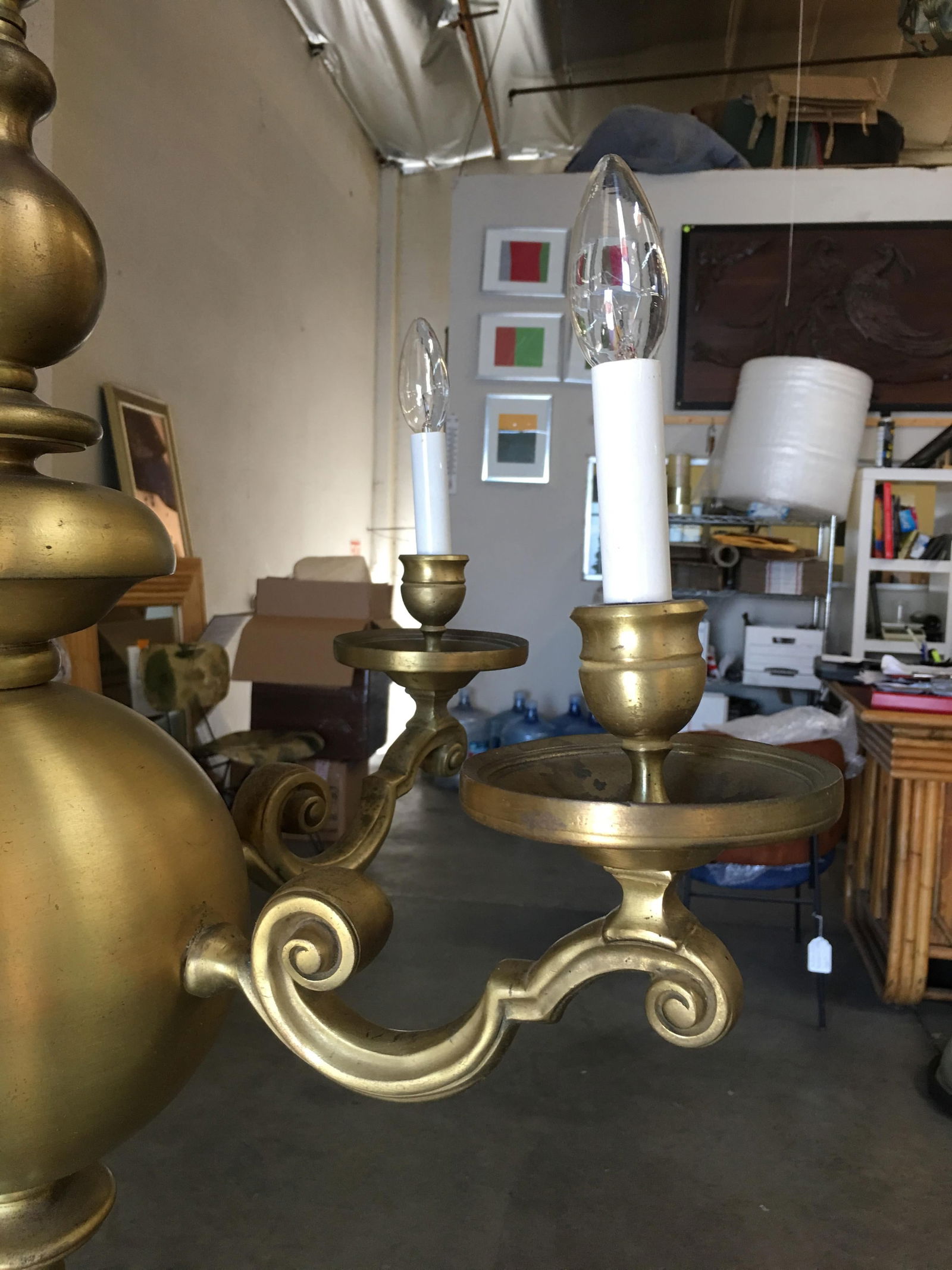 English Georgian Style Solid Brass 5-Arm Chandelier - 19