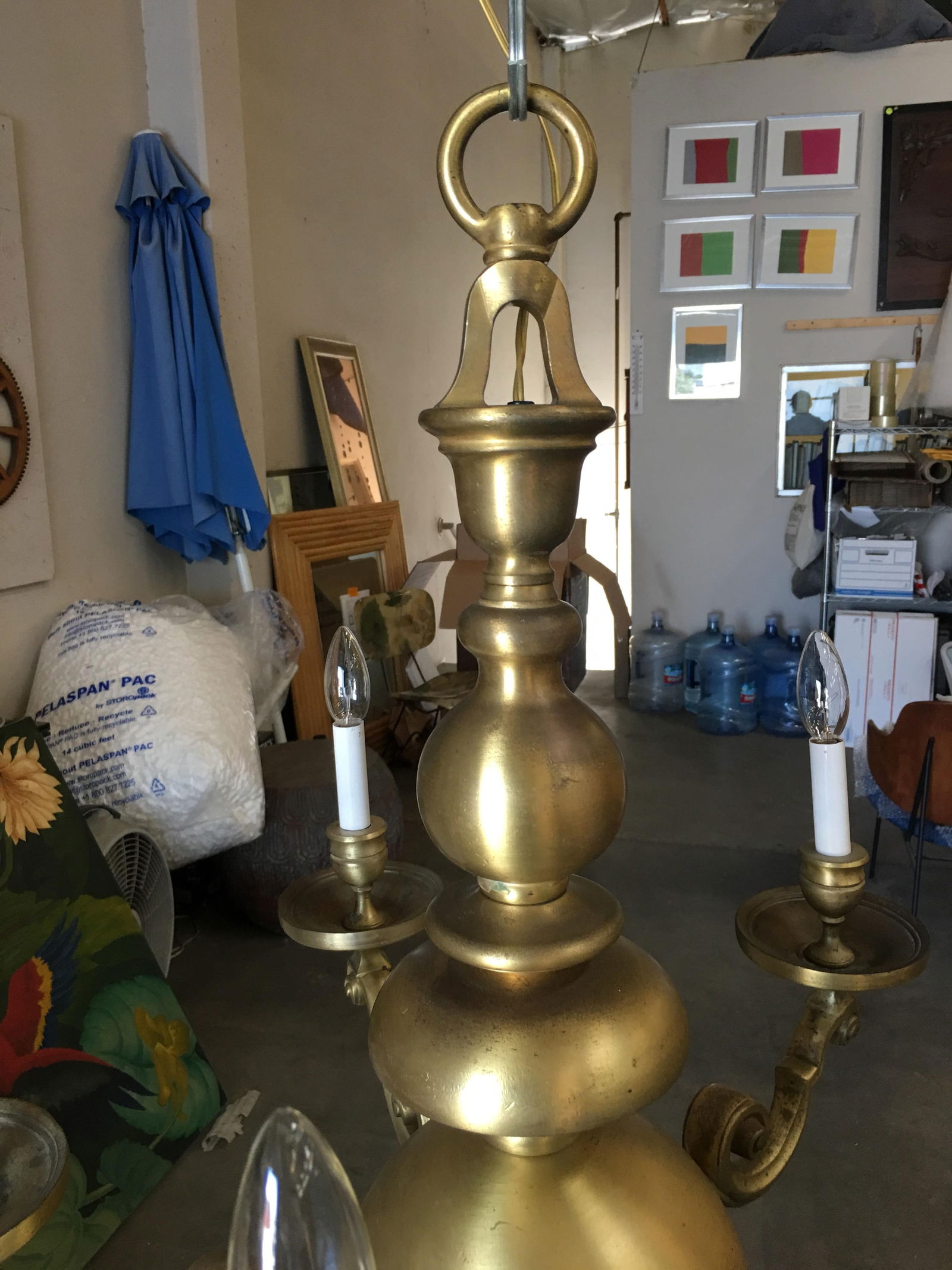 English Georgian Style Solid Brass 5-Arm Chandelier - 20