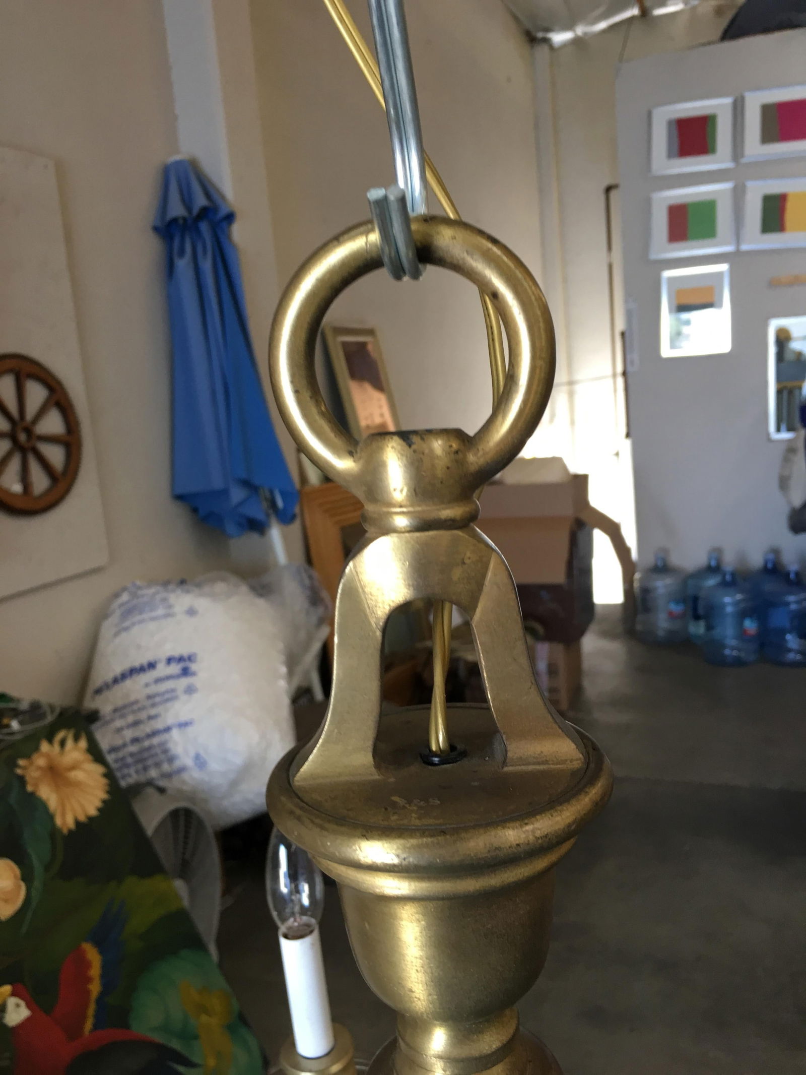 English Georgian Style Solid Brass 5-Arm Chandelier - 6