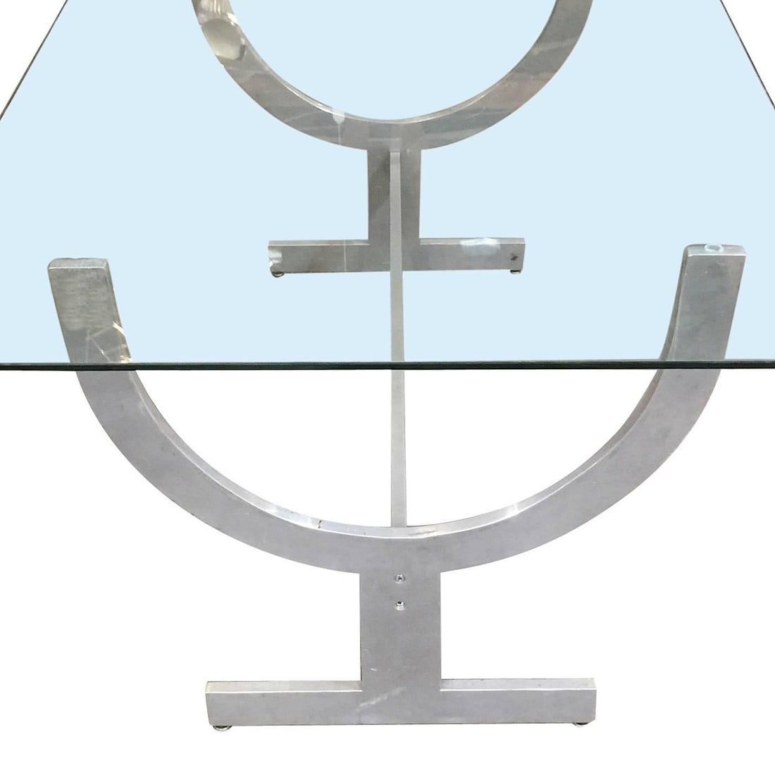 Machined Aluminum Dining Table with Glass Top - 12