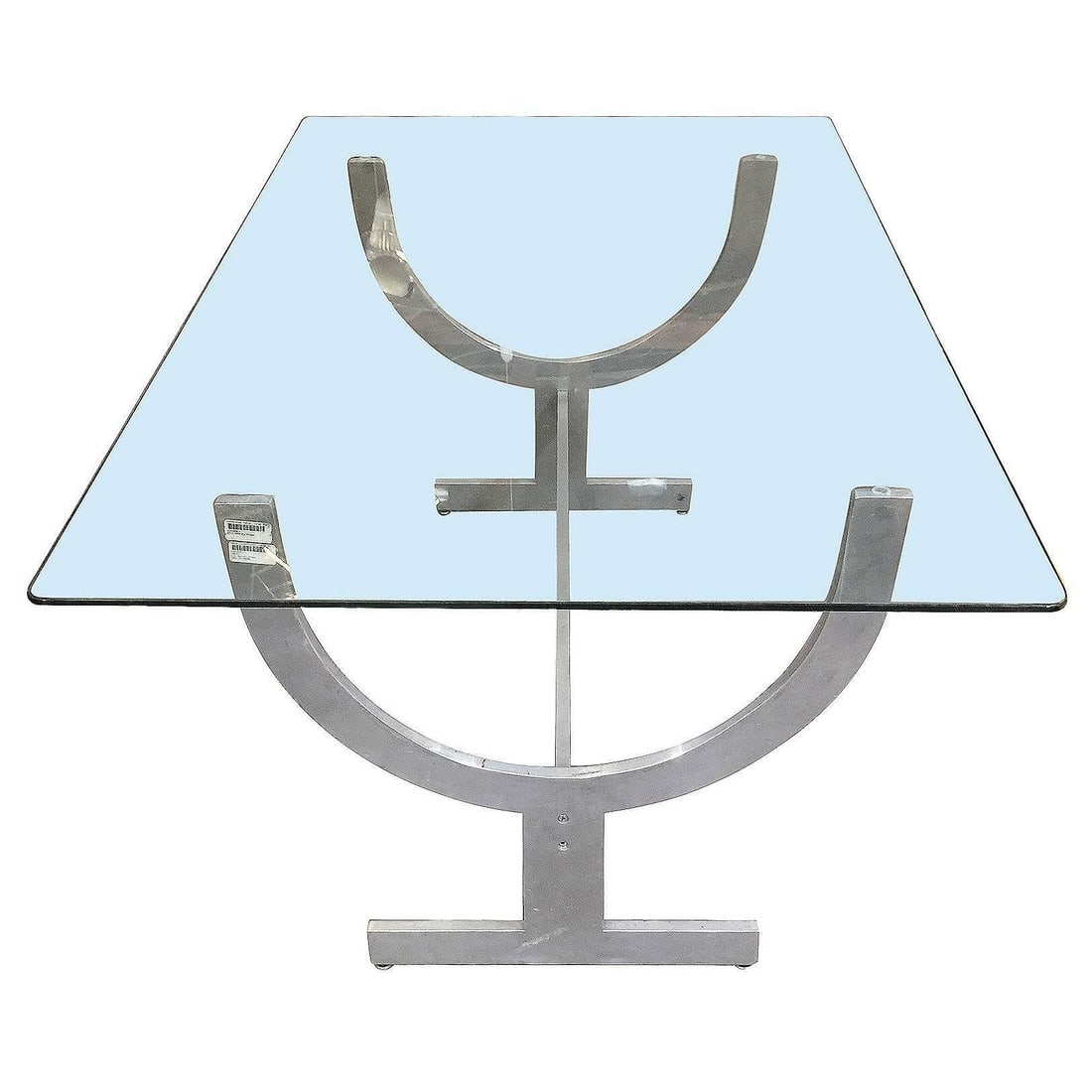 Machined Aluminum Dining Table with Glass Top - 9