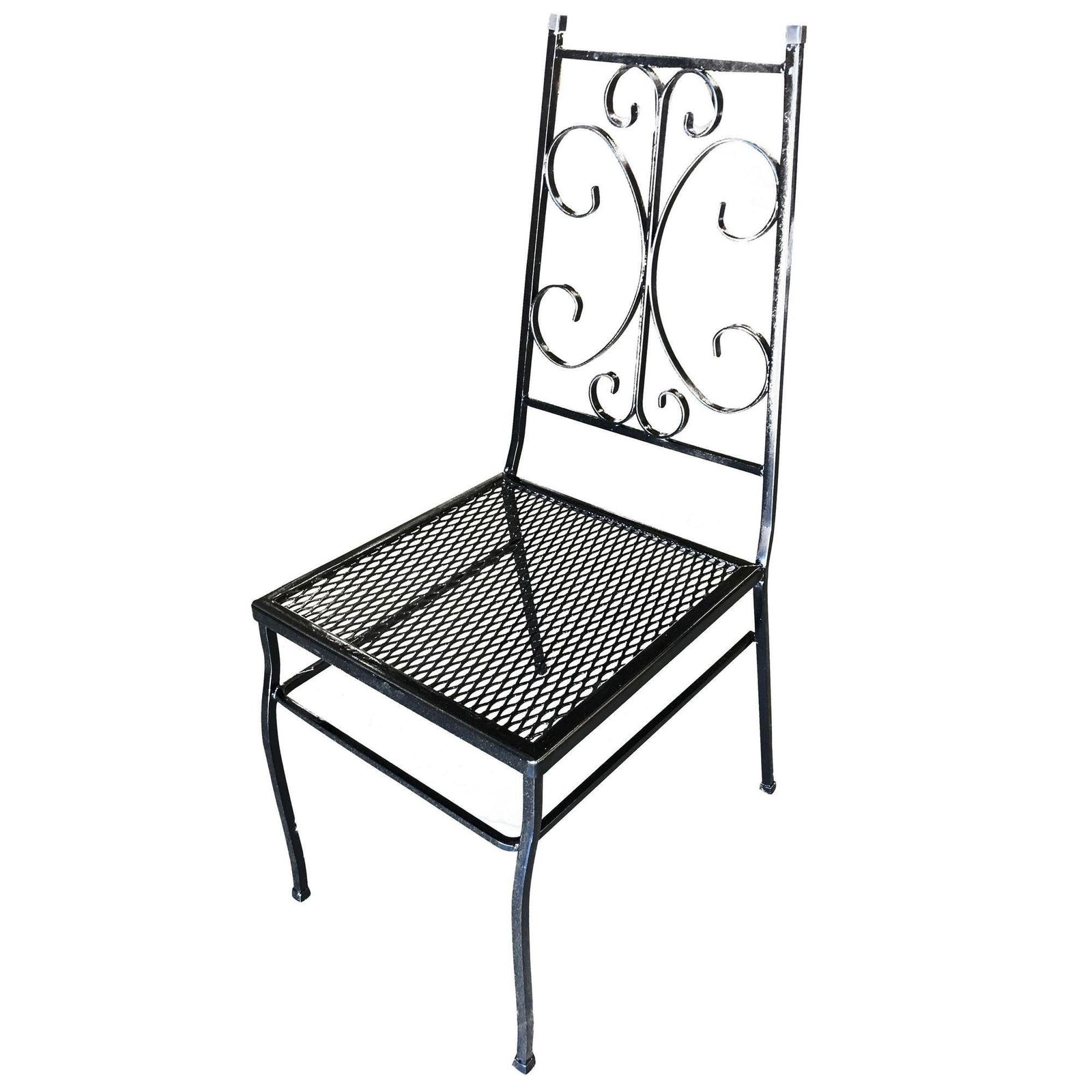 Midcentury Outdoor/Patio Side Chair with Scrolling Pattern, Set of Four - 2