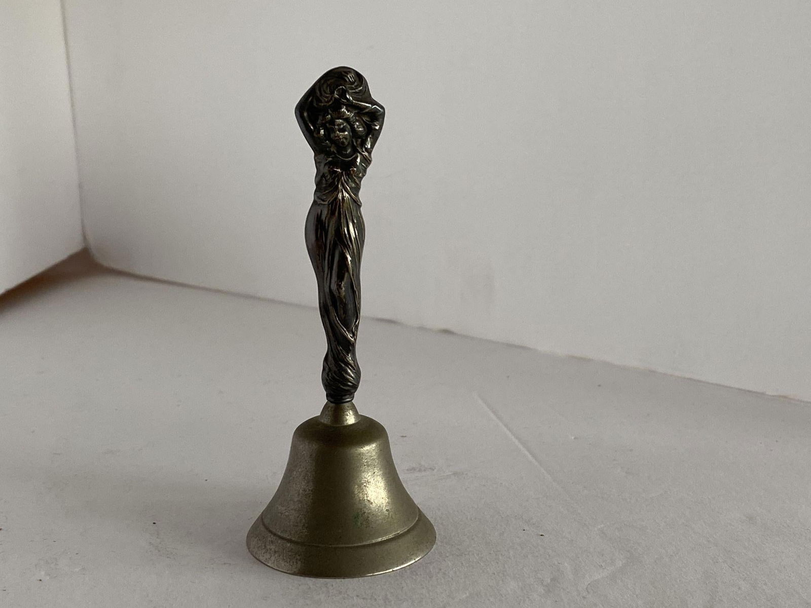 Sterling Silver Figural Female Desktop Servant Bell, Circa 1900 - 14