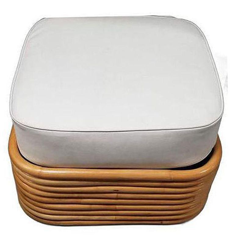 Restored Rattan Five-Strand "Victory Speed" Arm Loungechair w/ Ottoman, Set of 3 - 6